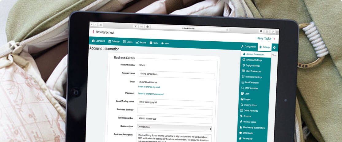 Configuring your booking software from a Laptop