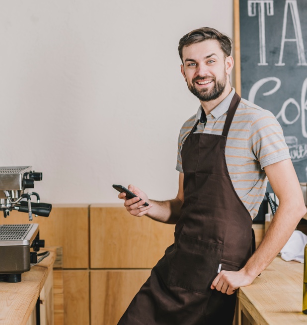 Barista Trainer checking his course attendees from booking system software dashboad